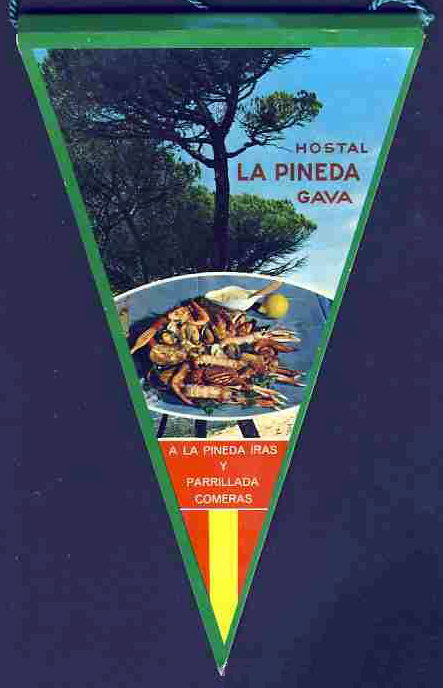 Parte frontal de un bander�n del Hostal La Pineda de Gav� Mar